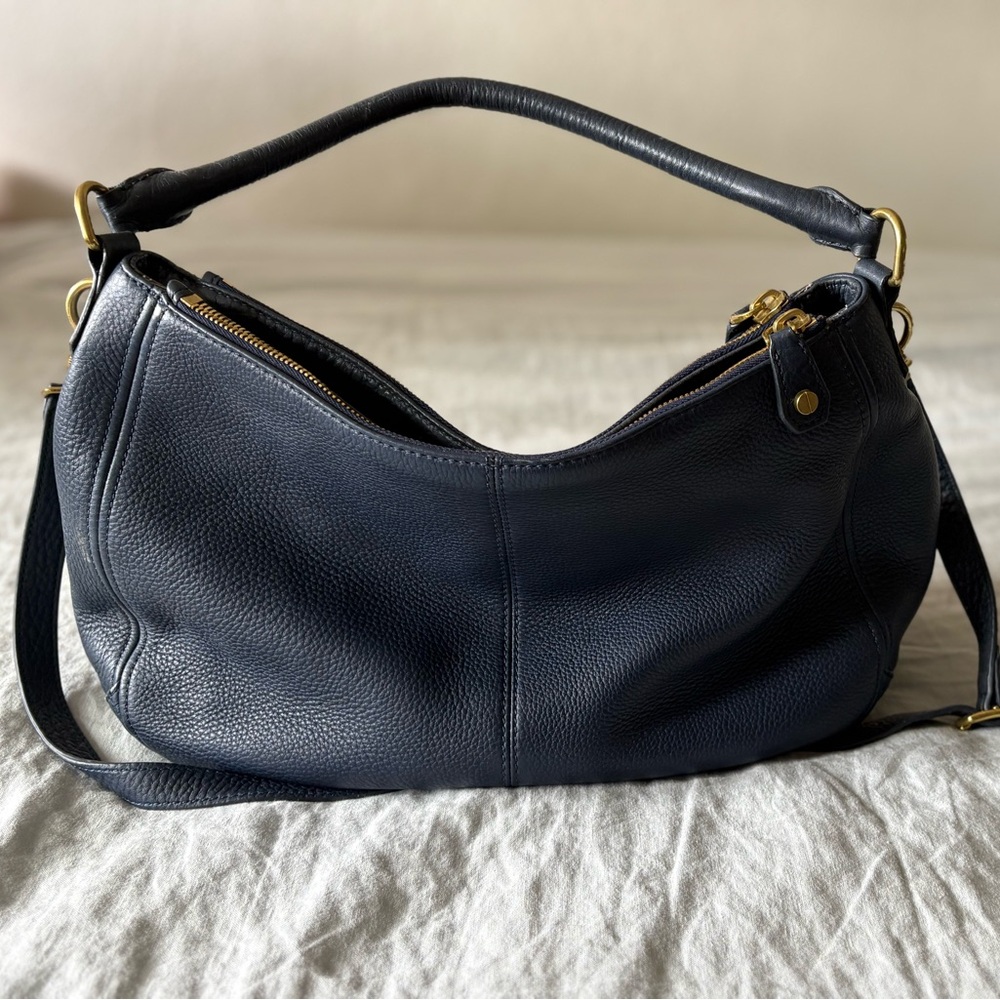 J. Crew Navy Blue Leather Crossbody Bag